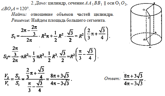 Плоскость параллельная оси цилиндра отсекает